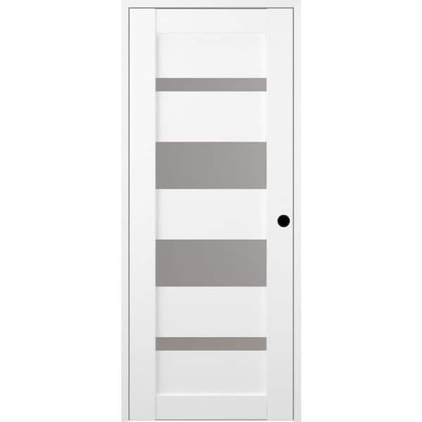 Belldinni Mirella 36 in. x 80 in. Left-Hand Frosted Glass Solid Core Bianco Noble Wood Composite Single Prehung Interior Door