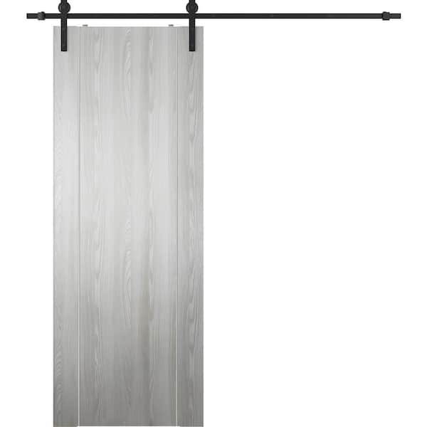 Belldinni Optima 2U 30 in. x 80 in. Manufactured Wood Ribeira Ash Solid Composite Core Sliding Barn Door with Hardware Kit