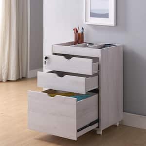 Sabant White Oak Mobile Decorative Vertical File Cabinet With Locking Drawers