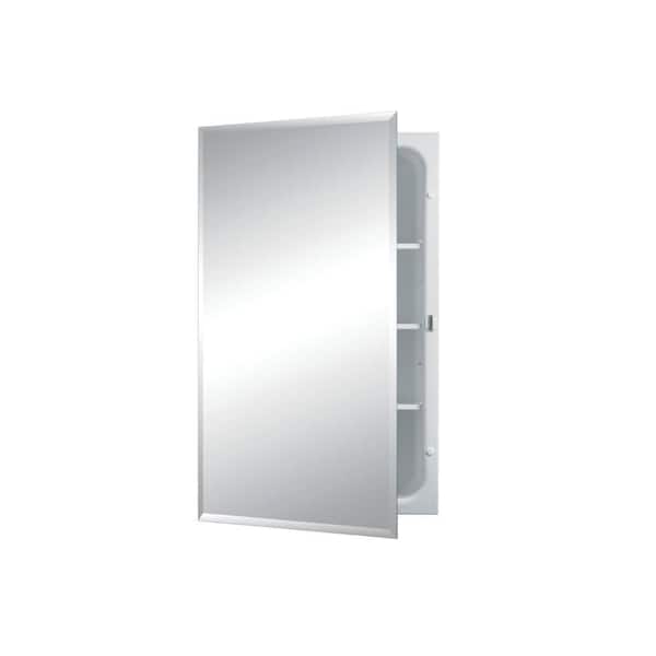 JENSEN Horizon 16 in. W x 26 in. H x 4-1/2 in. D Frameless Recessed 6-Shelf Bathroom Medicine Cabinet with Beveled Edge Mirror
