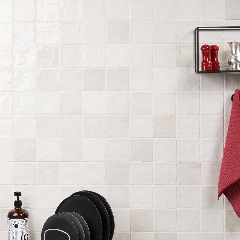 Kingston White 4" x 4" Glossy Ceramic Wall Tile