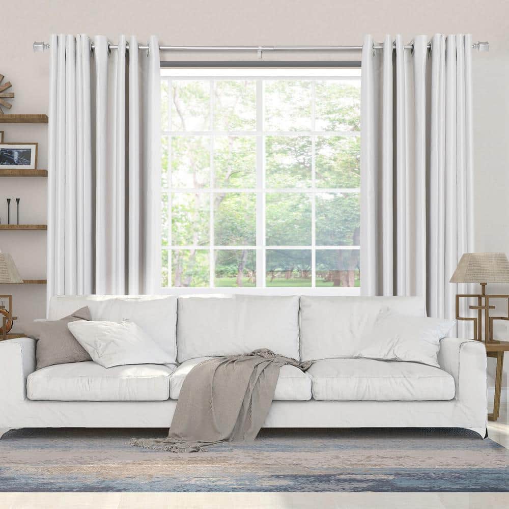 Adjustable Nickel Metal Single Curtain Rod with Decorative Finials