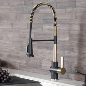 Britt Single-Handle Pull Down Kitchen Faucet with Dual Function Sprayer in Brushed Gold/Matte Black