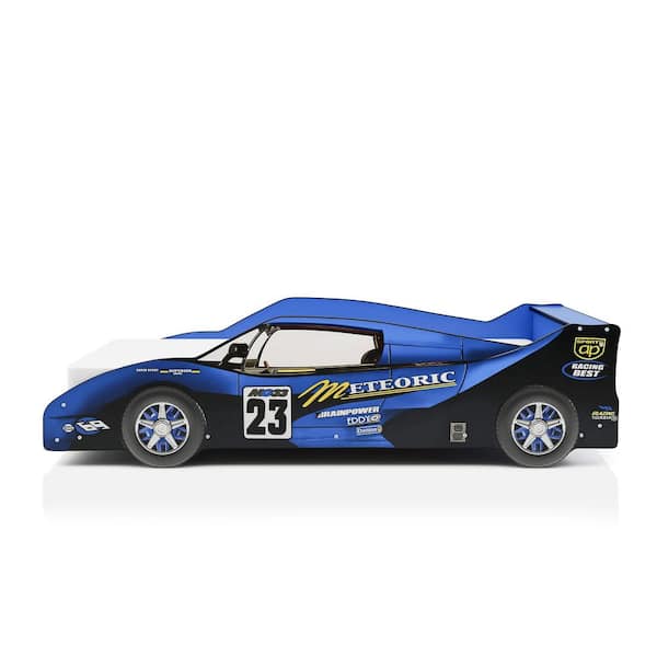 Verrett Blue Twin Kids Race Car Platform Bed