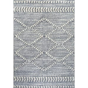 Sofie Gray/Cream 3 ft. x 5 ft. Moroccan Trellis High-Low Area Rug