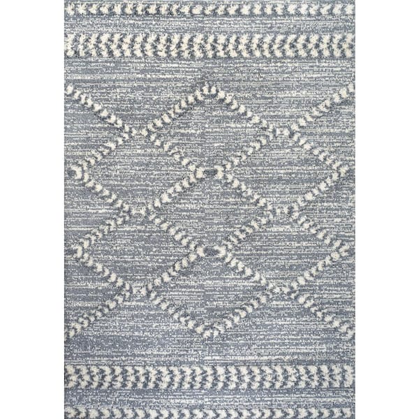 Sofie Gray/Cream 4 ft. x 6 ft. Moroccan Trellis High-Low Area Rug
