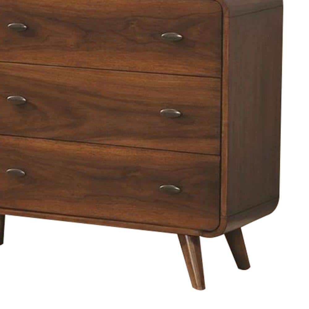 Black Mid-Century 6-Drawer Dresser with Felt-Lined Drawers