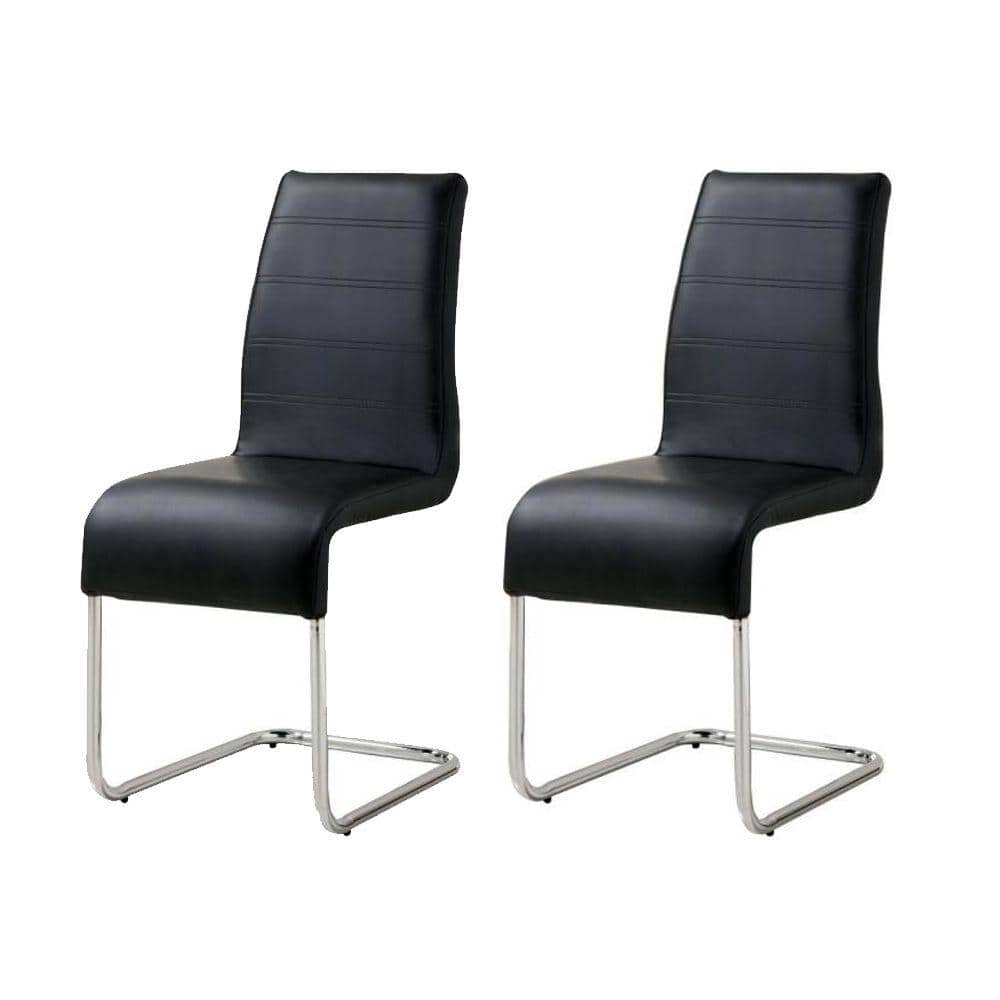 Black Faux Leather and Metal Upholstered Side Chair