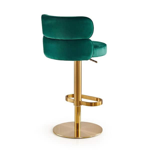 Ahokua 30.71-40.55 in. Green Low Back Metal Frame Adjustable Height Bar  Stool with Velvet Seat (Set of 1) GD-100-GRN - The Home Depot