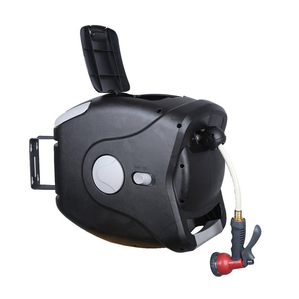 Sunneday Black and Gray 75ft Wall Mounted Hose Reel