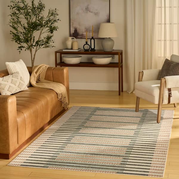 Nordic Ivory Multicolor 4 ft. x 6 ft. Linear Contemporary Area Rug