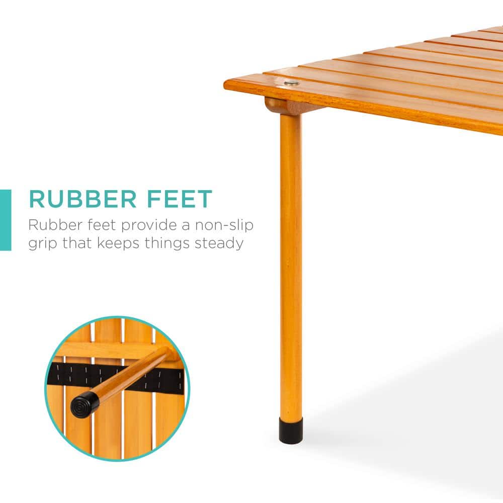 Portable Roll-Up 28.5" Wooden Table for Outdoor & Indoor Use