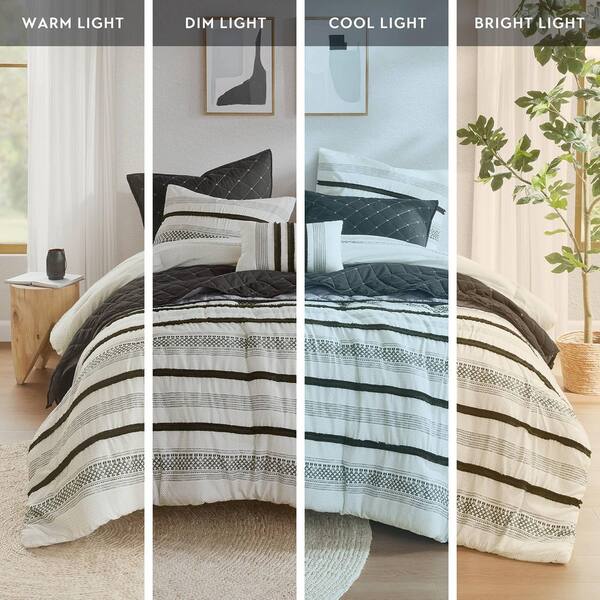 7 Piece King/Cal King Multicolor Comfortable Stripe Pattern and