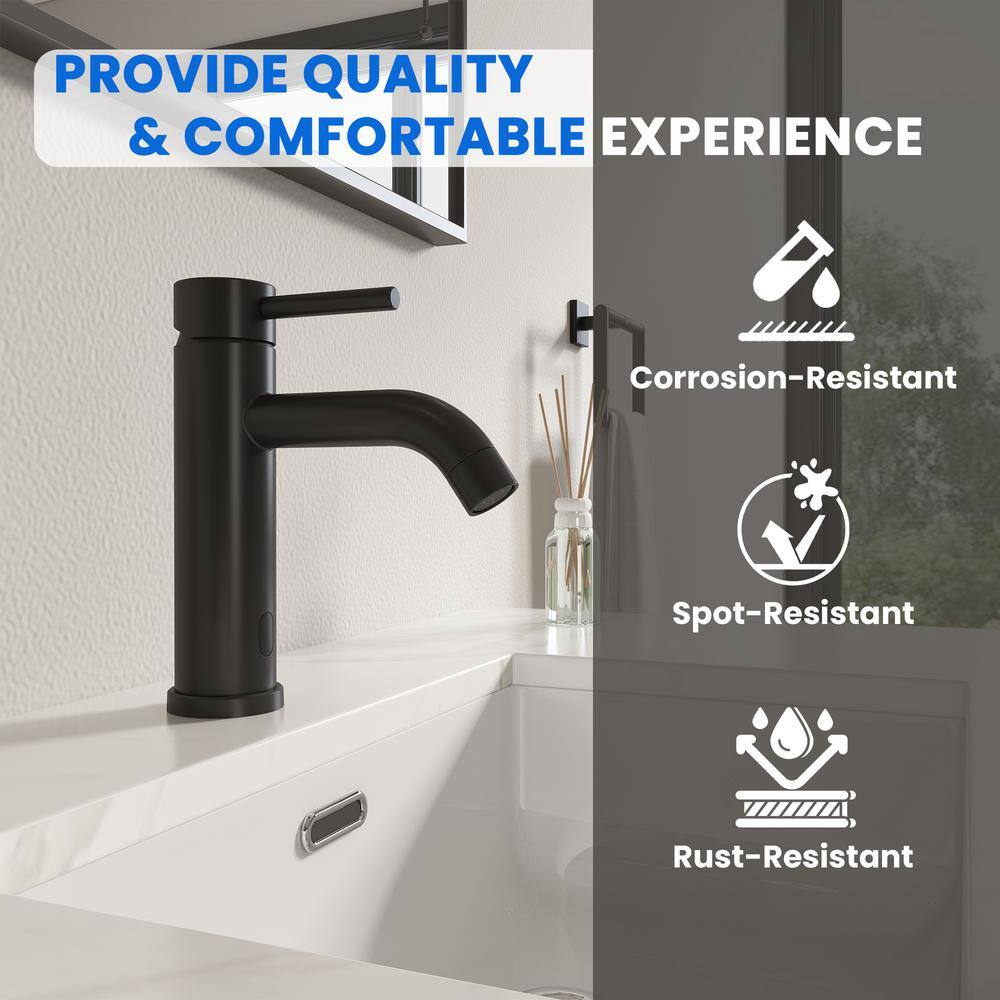 Matte Black Stainless Steel Touchless Bathroom Sink Faucet