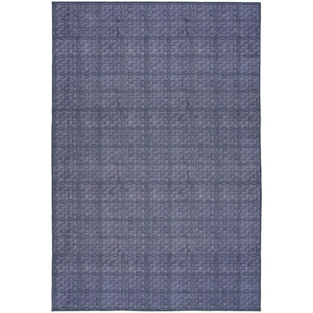 Navy Blue Geometric Cotton Blend 4' x 6' Area Rug