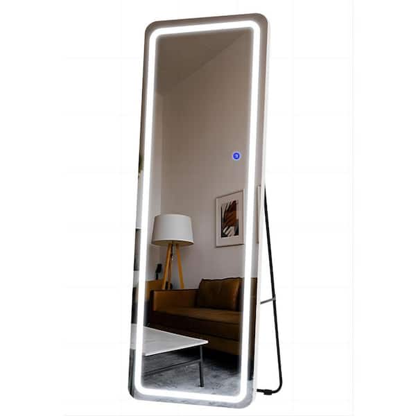 PexFix 16 in. W x 63 in. H LED Full Length Rectangular Frameless Mirror with Round Corners in White