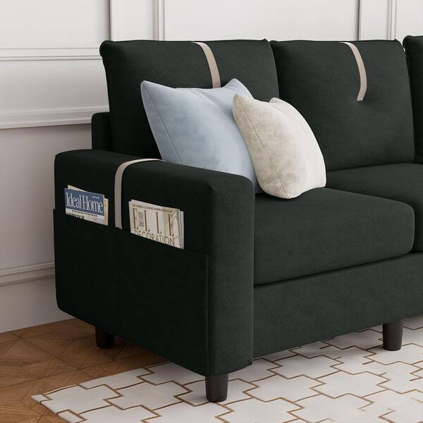 Modern 90.5'' Fabric Sofa with Removable Pillows and Thick Seat