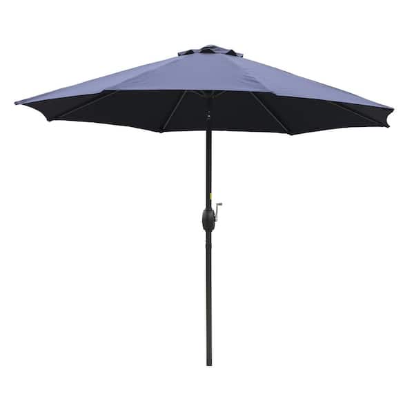Kadehome 9 ft. Outdoor Umbrella Market Patio Umbrella in Navy Blue with Push Button Tilt and Crank