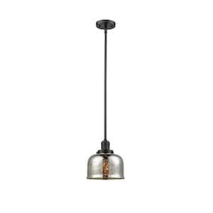 Bell 1-Light Oil Rubbed Bronze Bowl Pendant Light with Silver Plated Mercury Glass Shade