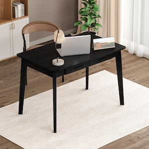 39.3 in. W-29.5 in. H Rectangular Black MDF Wood Computer Desk with 2-Drawers