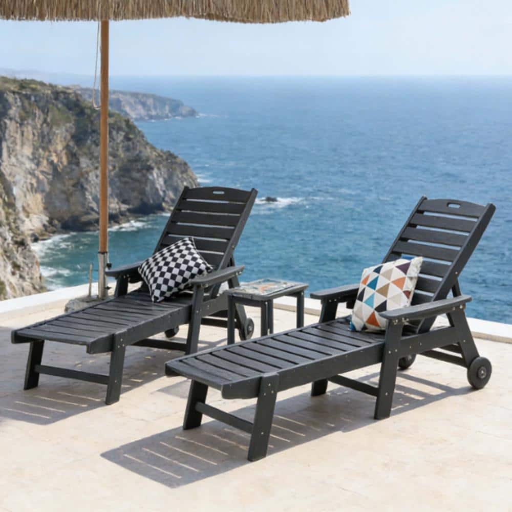 Grey 3-Piece HDPE Outdoor Lounge Chair Set in Grey for Patio, Garden, Backyard price history on PriceWatchPro
