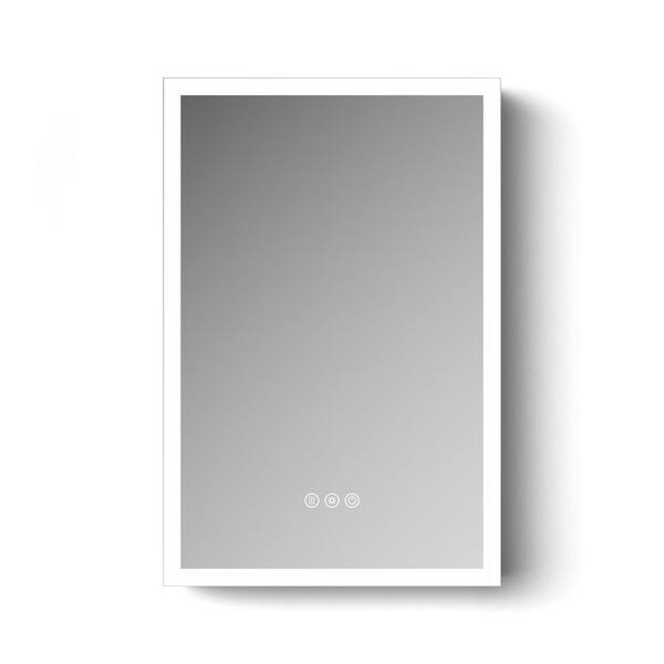 20 in. W x 30 in. H Rectangular Silver Aluminum 3 Color LED Anti-Fog Lighted Medicine Cabinet with Mirror