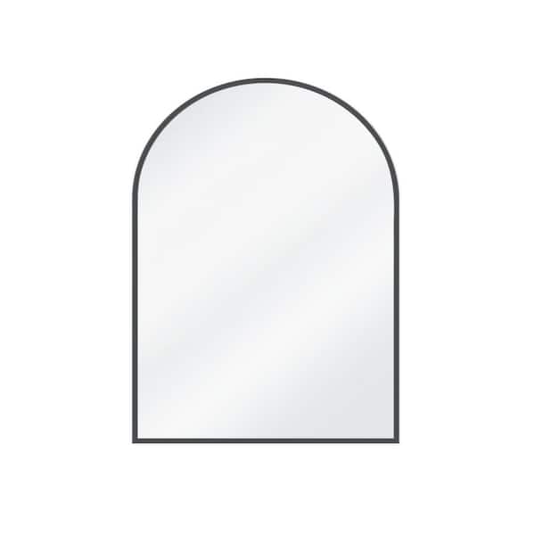 30 in. W x 40 in. H Modern Arched Black Aluminum Alloy Framed Wall Mirror