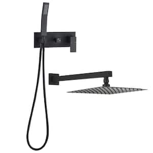 Single handle 2-Spray Dual Shower Faucet Shower Head Compete Shower System 1.5 GPM with Rough-in. Valve in Matte Black