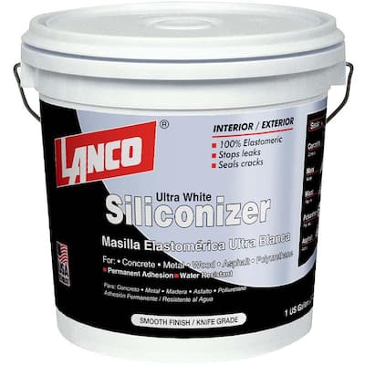 1 Gal. Siliconizer White Elastomeric Crack Filler Smooth Knife Grade for Permanent Water Resistant Adhesion