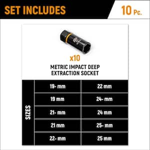 Bolt Biter 1/2 in. Drive SAE/Metric Deep Extraction Socket Set (10-Piece)