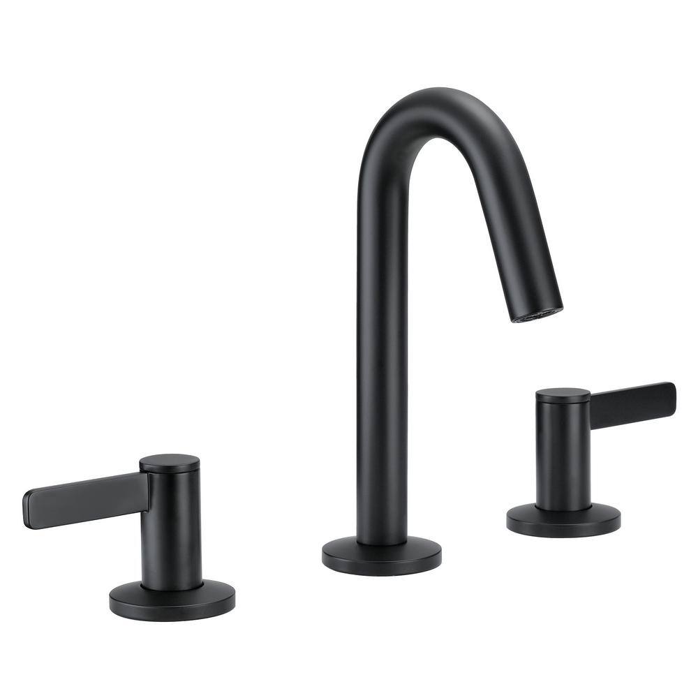 Amalfi Satin Black Widespread Bathroom Faucet with Drain Assembly