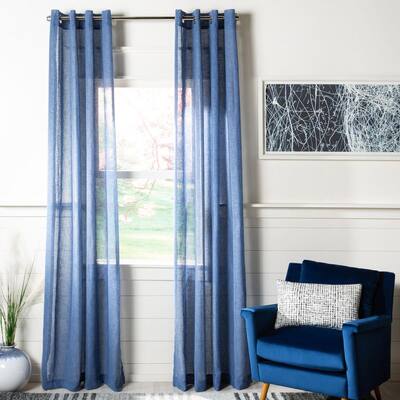 Blue Chevron Grommet Sheer Curtain - 52 in. W x 84 in. L