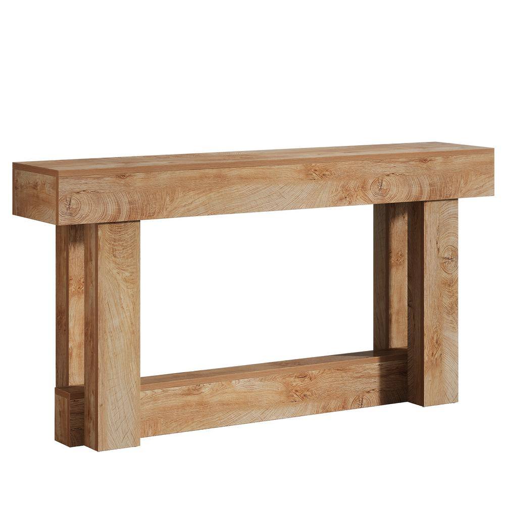 BYBLIGHT Turrella 62.9 in. Brown Rectangle Engineered Wood Console ...