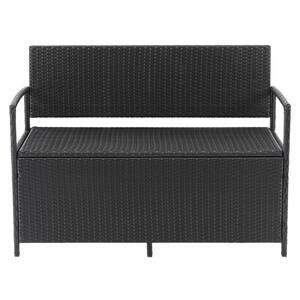 Parksville 2-Person Black Rope Weave Rust Proof Resin Wicker Outdoor Bench