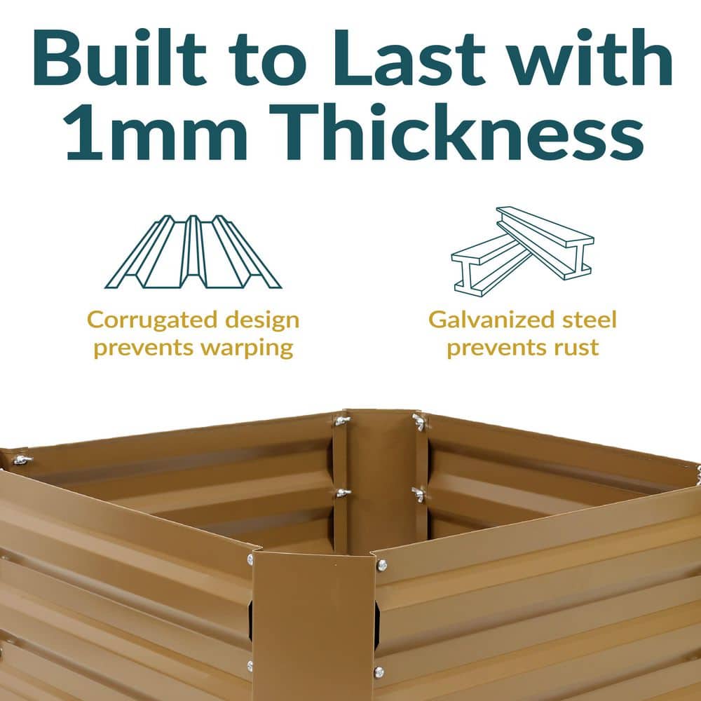 Brown Galvanized Steel Raised Garden Bed for Outdoor Plants