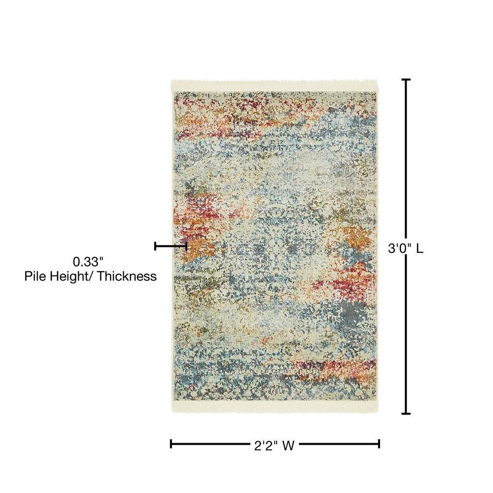 Ivory and Gray-Beige 8' x 10' Rectangular Easy-Care Synthetic Rug