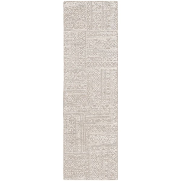 SAFAVIEH Micro-Loop 2 ft. x 8 ft. Beige/Ivory Geometric Aztec Diamond ...