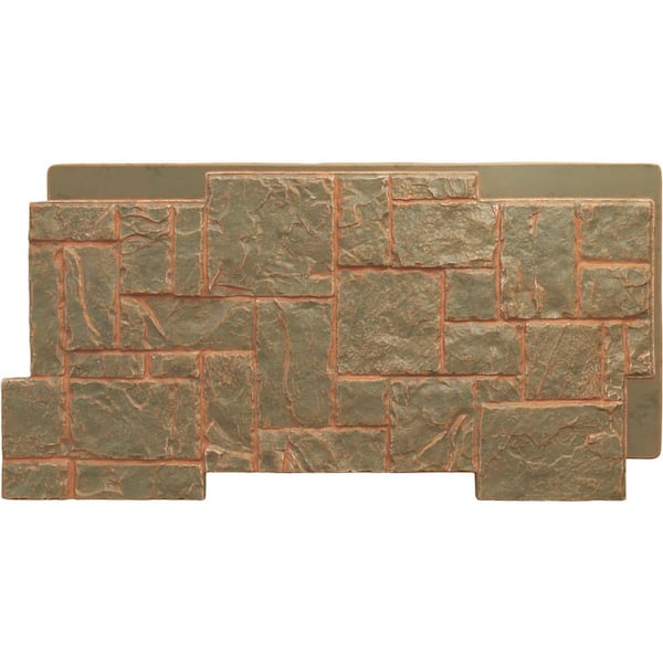 Ekena Millwork Castle Rock 49 in. x 1 1/4 in. Iron Mill Stacked Stone, StoneWall Faux Stone Siding Panel