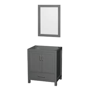 Sheffield 29 in. W x 21.75 in. D x 34.5 in. H Single Bath Vanity Cabinet without Top in Dark Gray with 24'' Mirror