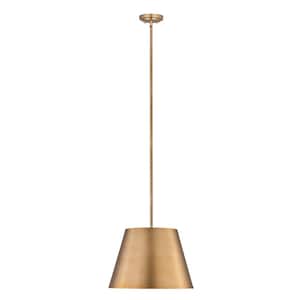 Lilly 18 in. 1-Light Modern Gold Shaded Pendant Light with Modern Gold Steel Shade, No Bulbs Included