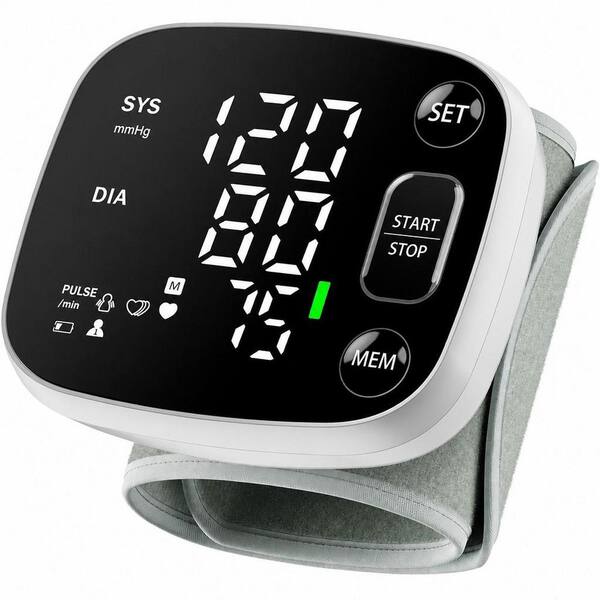 Wrist Blood Pressure Monitor with LED Display and Voice Broadcast, 240 Memory for 2 Users, Portable with Carrying Case