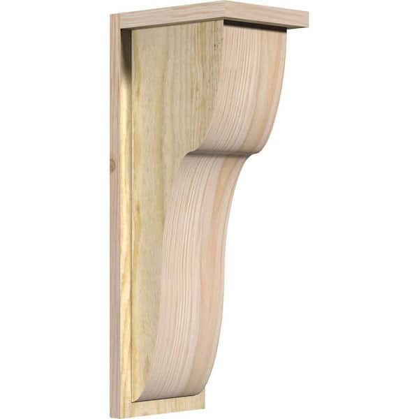 Ekena Millwork 8 in. x 10 in. x 26 in. Douglas Fir Carmel Rough Sawn Corbel with Backplate