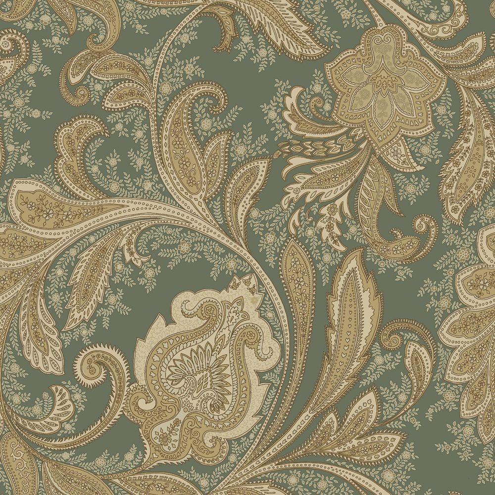 Elegance Collection Green Paisley Design Pearlescent Finish Non-Pasted Non-