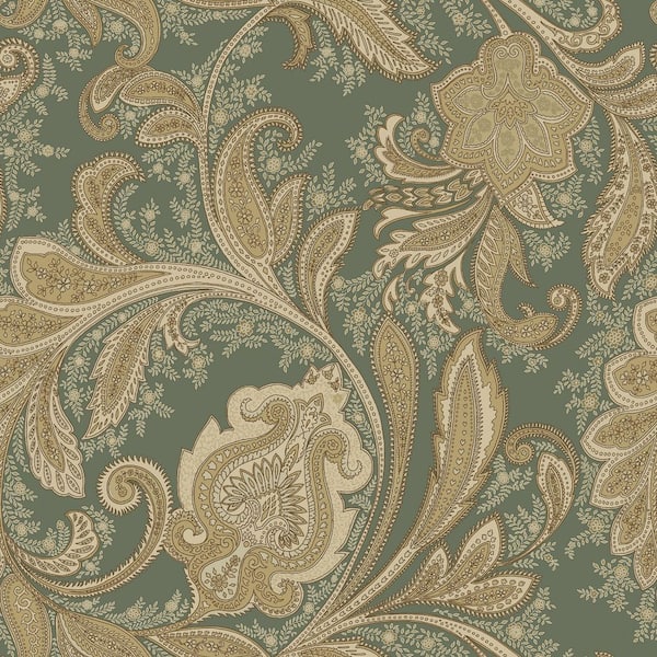 Elegance Collection Green Paisley Design Pearlescent Finish Non