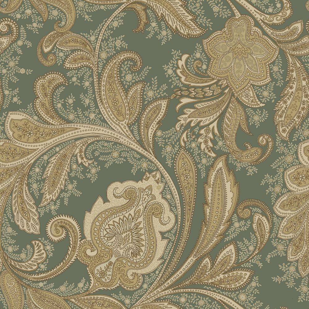 Elegance Collection Green Paisley Design Pearlescent Finish Non-Pasted Non-