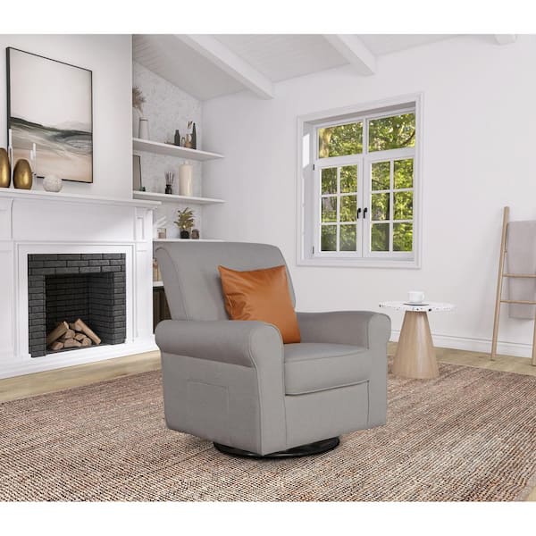 Evolur London Fossil Upholstered 360 Swivel Glider Rocker