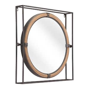 21.7 in. H Modern Round Gray Steel Accent Mirror