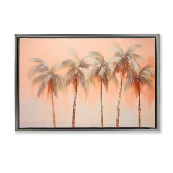 Stupell Industries Soft Palm Tree Lineup by Arlington Prints Gray Floater Frame Nature Graphic Art Print 21 in. x 31 in.