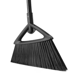 14.1 in. Alloy Steel Angle Broom with Long Handle, Black