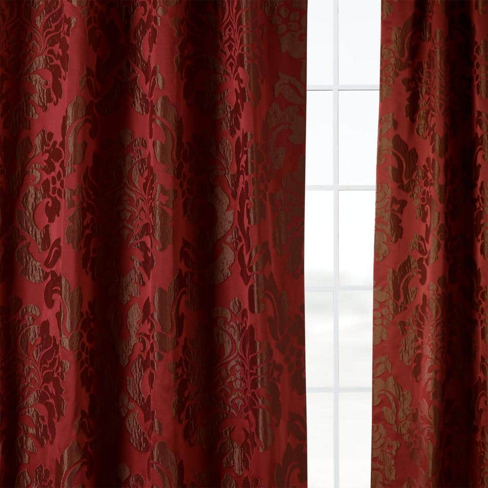 Astoria Red and Bronze Faux Silk Room Darkening Curtain Panel